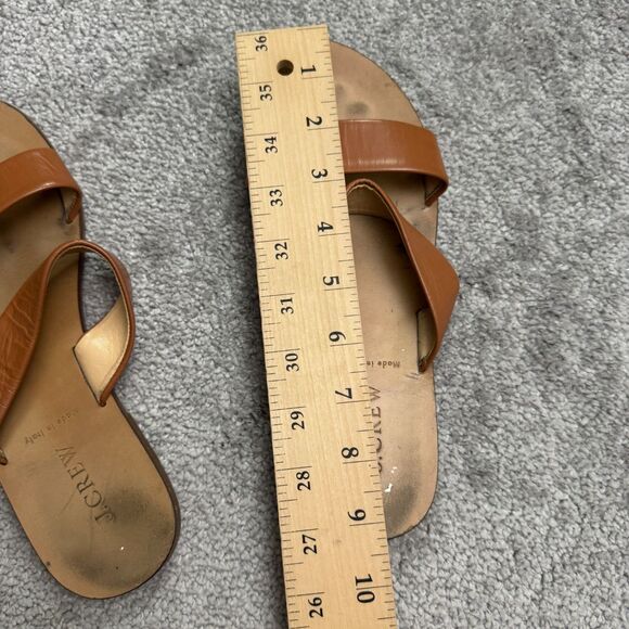 J.Crew Leather Strappy Slip On Flat Sandals Women 8 Brown Casual Boho Minimalist - Picture 14 of 14